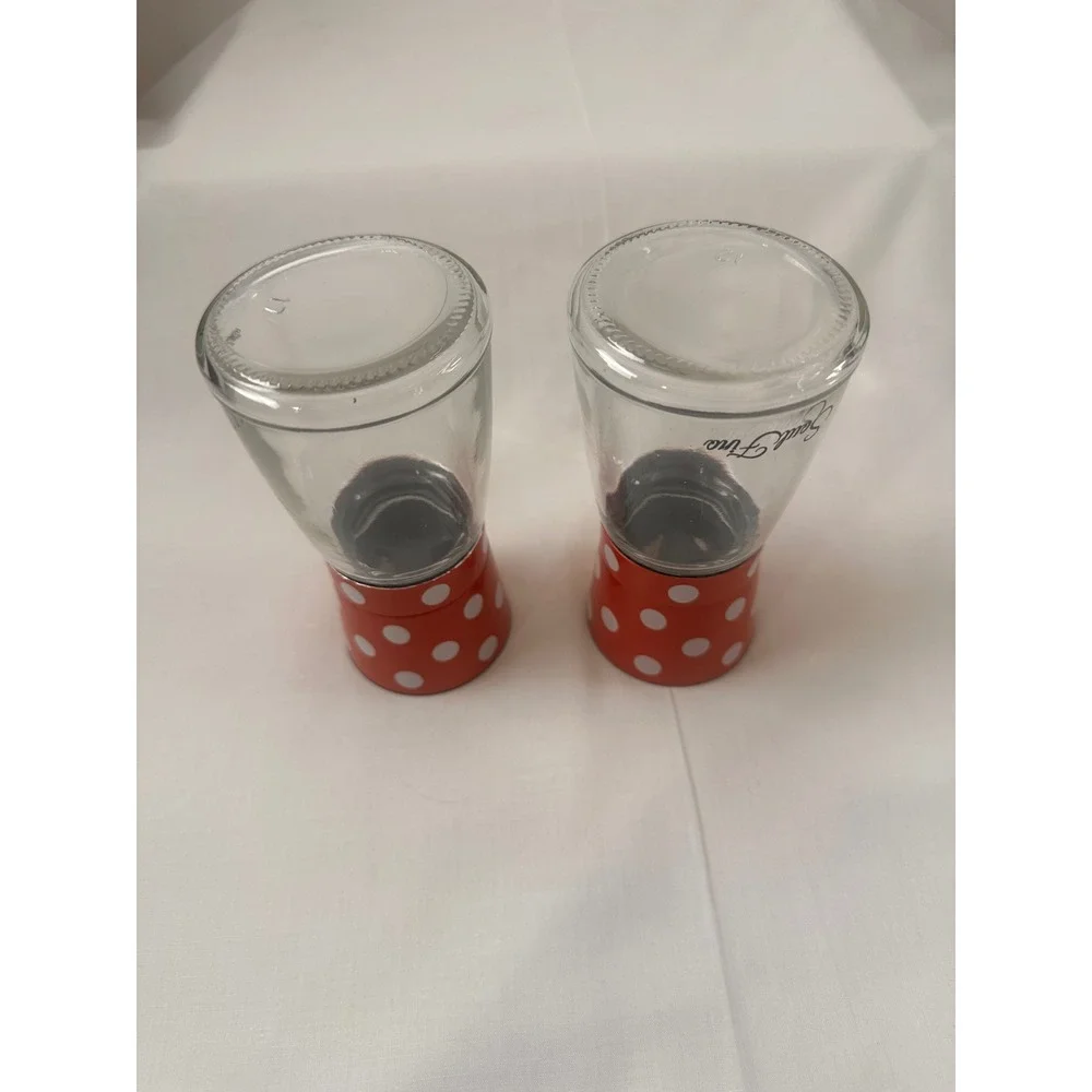 Soul Fine Red White Polka Dot Salt and Pepper Grinder Set Glass Manual‎ Mills 5